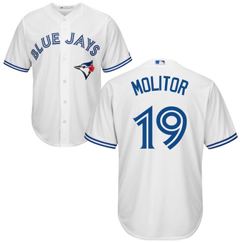 Blue Jays #19 Paul Molitor White Cool Base Stitched Youth MLB Jersey - Click Image to Close